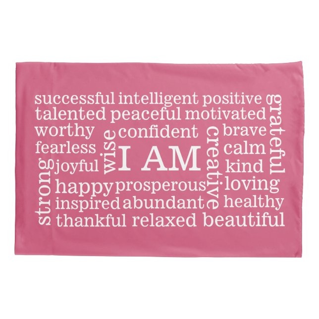Pink Positive Affirmations for Healthy Self Image Pillowcase (Back)