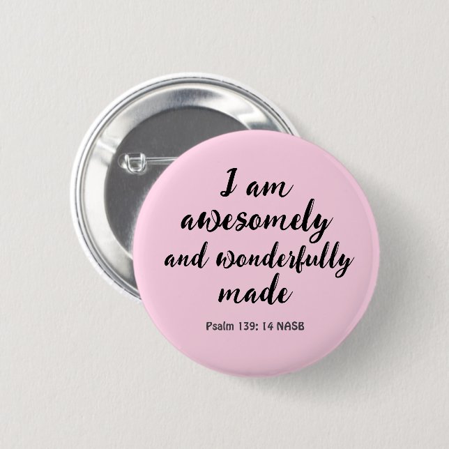 Pink Positive Biblical Affirmation 6 Cm Round Badge (Front & Back)