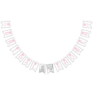 Pink posy bridal shower photo bunting flags