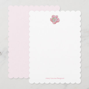 Pink Posy Scalloped Personalised Card