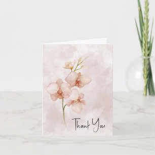 Pink Posy Watercolor Thank You  Card