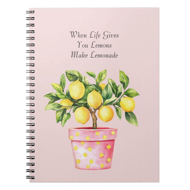 Pink Pot Yellow Lemon Plant Notebook (Front)