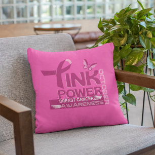 Pink Power-Breast Cancer Awareness Design Cushion