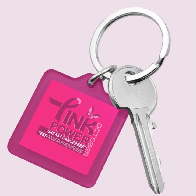 Pink Power-Breast Cancer Awareness Design Key Ring (Creator Uploaded)