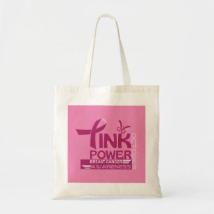 Pink Power-Breast Cancer Awareness Design Tote Bag