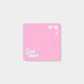Pink Power: Groovy 70s Style Good Vibes and Flower Post-it Notes