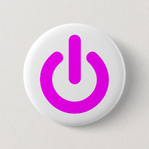 Pink Power On Switch 6 Cm Round Badge