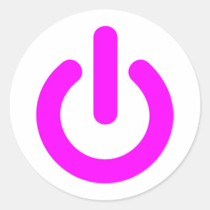 Pink Power On Switch Classic Round Sticker