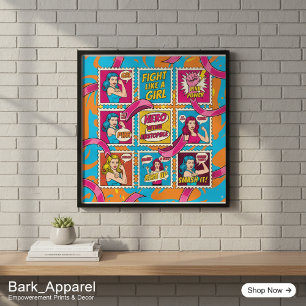 Pink Power Pop Art Poster - Breast Cancer Awarenes