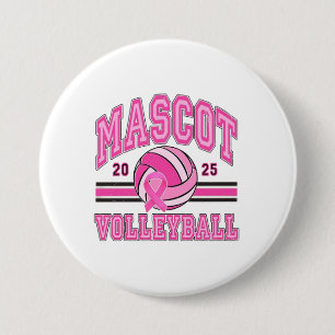 🏐💖 Pink Power Volleyball 🎗️ 7.5 Cm Round Badge