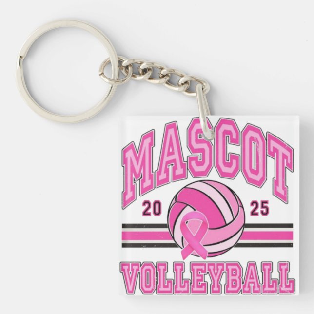 🏐💖 Pink Power Volleyball 🎗️ Key Ring (Front)