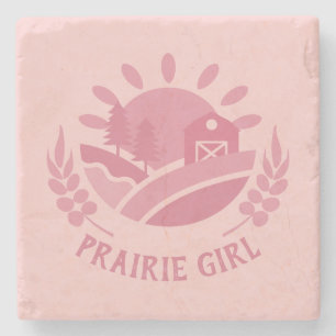 Pink Prairie Girl Stone Coaster