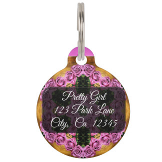 Pink Prancing Posies Pet Tag