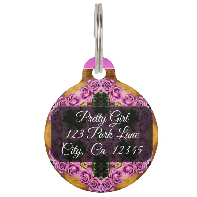 Pink Prancing Posies   Pet Tag (Front)