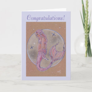 Pink pregnancy mermaid congratulations new mum card
