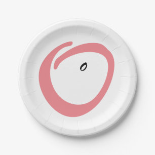 Pink pregnant belly baby shower cute paper plate