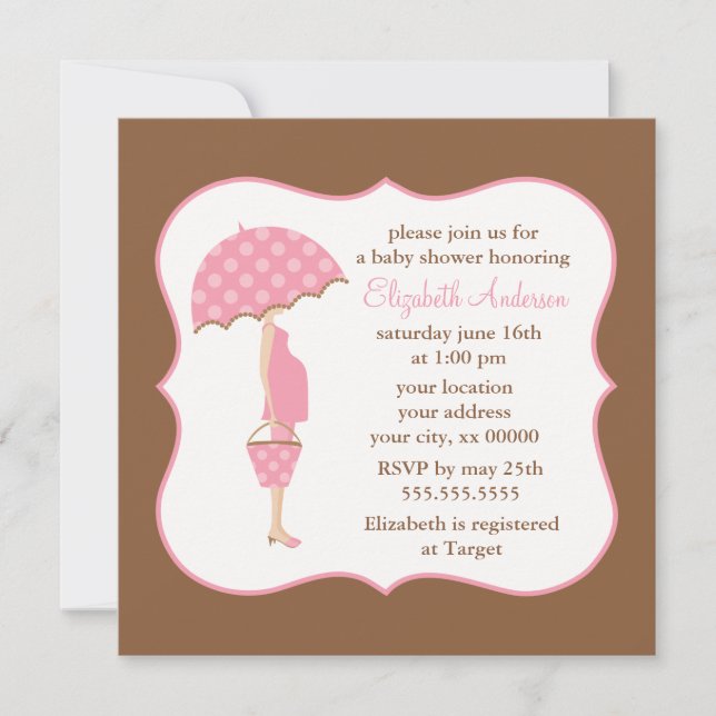 Pink Pregnant Mum Baby Shower Invitation (Front)