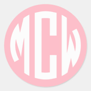 Pink Preppy 3I Circle Monogram Classic Round Sticker
