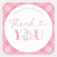 Pink Preppy Girl Pumpkin Birthday Thank You
