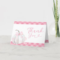 Pink Preppy Girl's Pumpkin 1st Birthday Folded