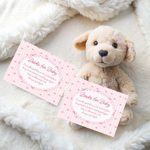 Pink preppy hand drawn baby shower book request enclosure card