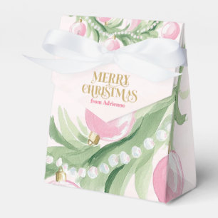 Pink Preppy Merry Christmas Ornament Favor Boxes