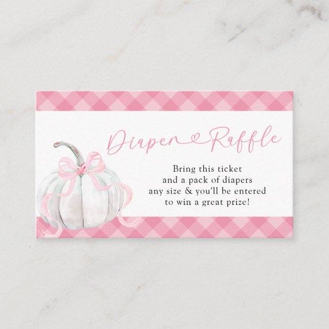 Pink Preppy Pumpkin Baby Shower Diaper Raffle  Enclosure Card (Front)