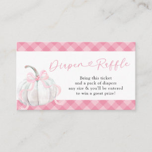 Pink Preppy Pumpkin Baby Shower Diaper Raffle  Enclosure Card