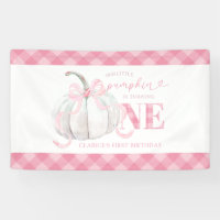 Pink Preppy Pumpkin Birthday Large Banner
