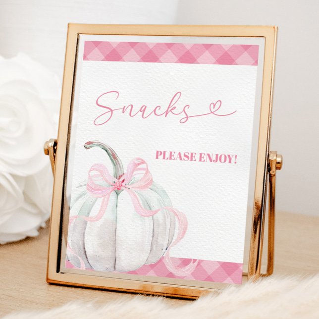 Pink Preppy Pumpkin Girl Birthday Snacks Poster (Creator Uploaded)