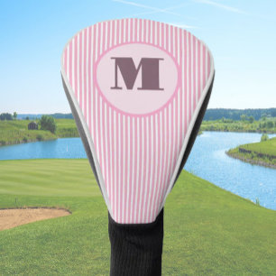 Pink preppy stripe personalised monogram ladies golf head cover