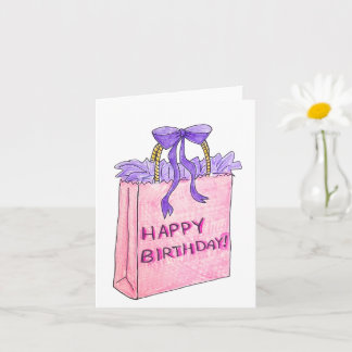 Pink Present Birthday Card