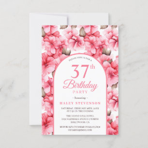 Pink Pretty Garden Floral Arch Chic 37th Birthday Invitation
