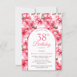 Pink Pretty Garden Floral Arch Chic 38th Birthday Invitation