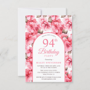 Pink Pretty Garden Floral Arch Chic 94th Birthday Invitation