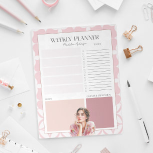 Pink Pretty Girly Weekly Planner Notepad