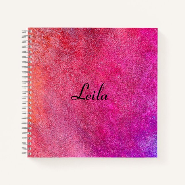 Pink Pretty Glitter Name Notebook (Front)