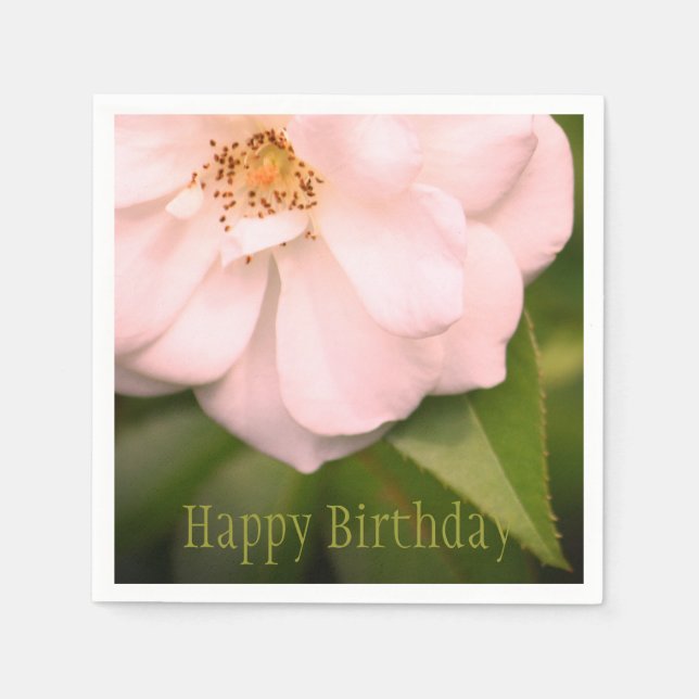 Pink Pretty Rose Designer Paper  Napkin (Front)