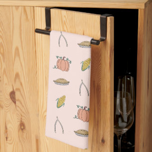 Pink Pretty Thanksgiving Tea Towel