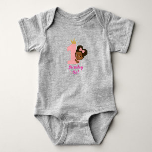 Pink Princess 1st Birthday Design Baby Bodysuit