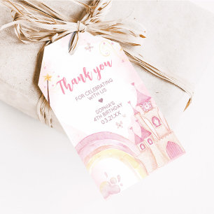 Pink Princess 4th Birthday Party Favour Tags