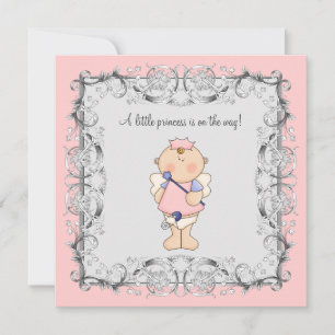 Pink Princess Baby Girl Shower Invitation