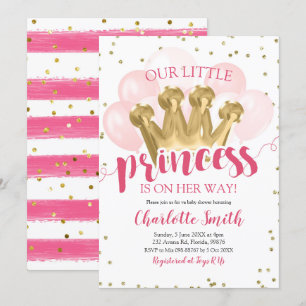 Pink Princess Baby Shower Birthday Invitation
