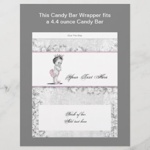 Pink Princess Baby Shower Candy Bar Wrapper