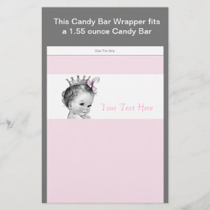 Pink Princess Baby Shower Candy Bar Wrapper