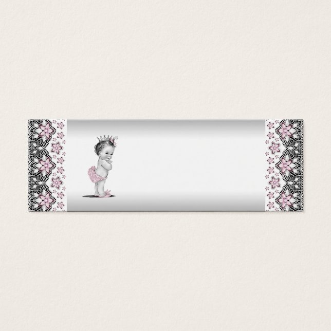 Pink Princess Baby Shower Favour Tags (Front)