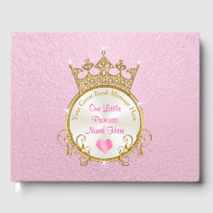 Pink Princess Baby Shower Guest Book PERSONALIZED
