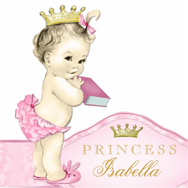 Pink Princess Baby Shower Standing Photo Sculpture (Front)