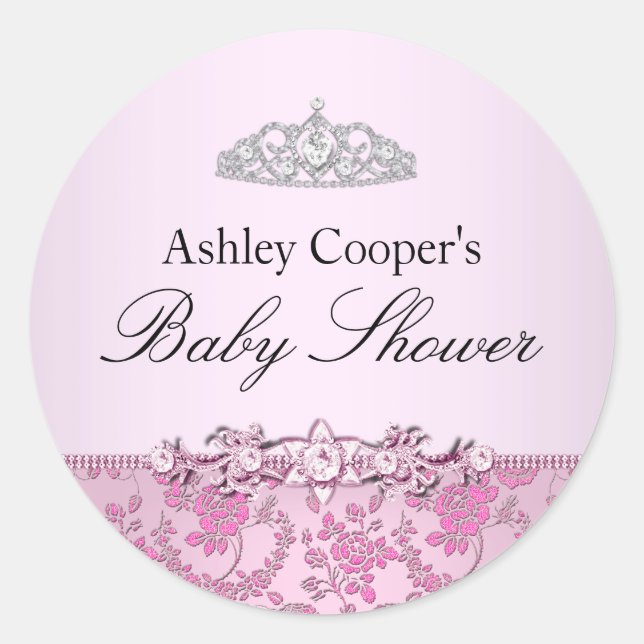 Pink Princess Baby Shower Sticker (Front)