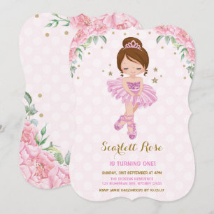 Pink Princess Ballerina Birthday Invite Tutu Party